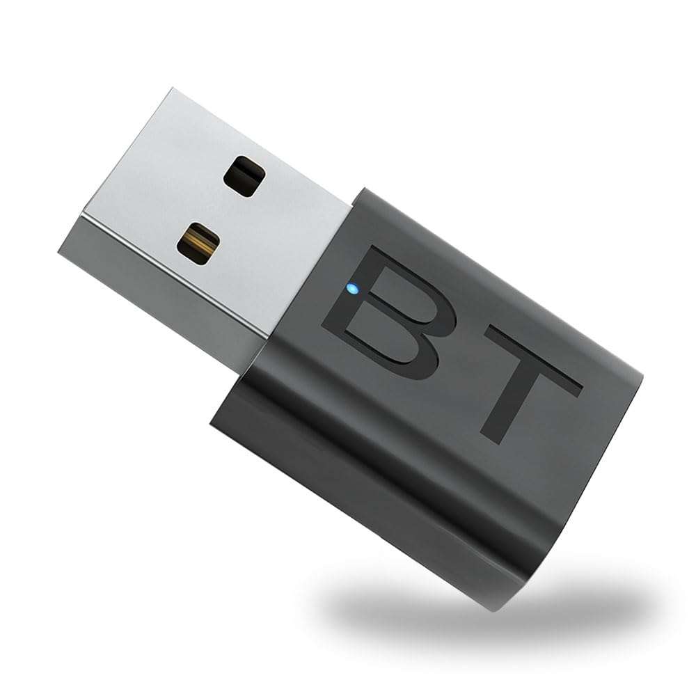 QOFOWIN Mini 2-in-1 USB Bluetooth Receiver,5.4 Wireless Audio Adapter 3.5mm Car Kit Music Receiver for Home/Car Stereo Sound System, Bluetooth Adapter(Aux in) with 3.5mm Cable 1