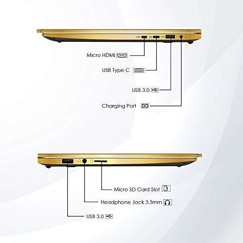 AVITA Liber NS14A8INF561-PAF Special Edition Intel 10th Gen Core i5-10210U 14 inches(35cm) Gaming, Business Laptop (8GB/512GB SSD/Windows 10 Home/Integrated UHD Graphics, 1.25kg), Golden Matt Black 5