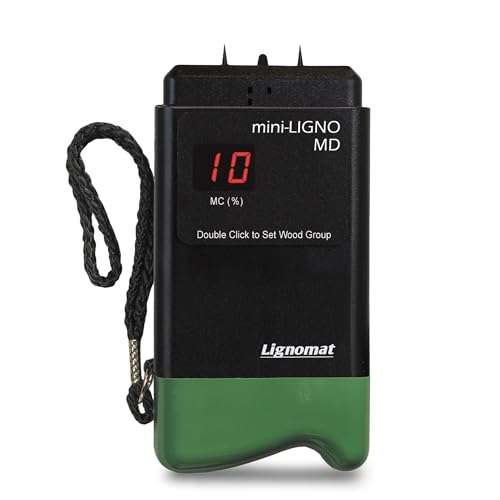 Lignomat Mini-Ligno MD - Pin Moisture Meter - Moisture Detector for Wood, Woodworking & Flooring - Humidity Detection & Moist Meter for Wall, Home Construction, Water Damage, Lumber Drying, Firewood 1