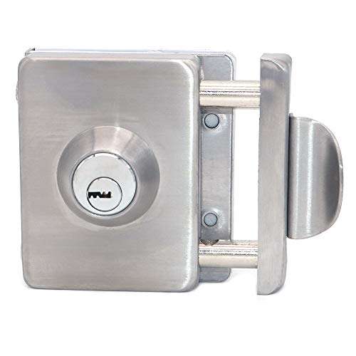 NUZAMAS Double Glass Door Lock 201 Stainless Steel, Square Brushed Finish with Handle, Single Open Frameless Door Hasps for 10-12mm Thickness Glass, Home Office Hotel Furniture Hardware 1