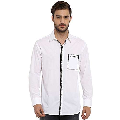 Mufti Men's Solid Slim fit Casual Shirt (MFS-9984-H_White 2XL)