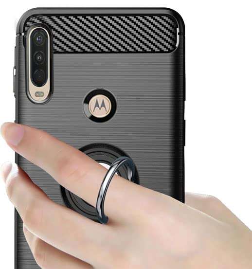 Unistuff Back Case Cover for Motorola One Action, Moto One Action, Motorola Moto One Action | Ring Stand | Premium Finish | Camera Protection - Night Black, 76563 6