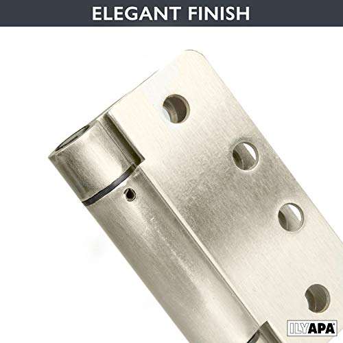 Ilyapa Self Closing Door Hinges, 2 Pack, Satin Nickel Mortise Spring Hinge - 4 x 4 Inch Interior Spring for Doors with 1/4" Radius Corners 6