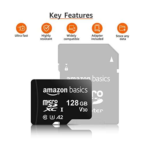 Amazon Basics 128GB microSDXC Memory Card with Full Size Adapter && 5W Bluetooth 5.0 Speaker, Upto 36 Hrs Playtime, True Wireless Technology, Built in Mic, Multiple Connectivity Modes (Black) 3
