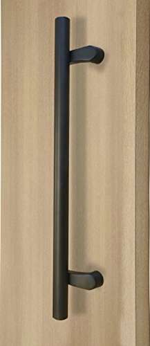 Strongar PostMount Offset/Modern Round Bar/Ladder/H-shape/610mm/24 inches Push-Pull Stainless-Steel Door Handle - Black Powdered Finish 1