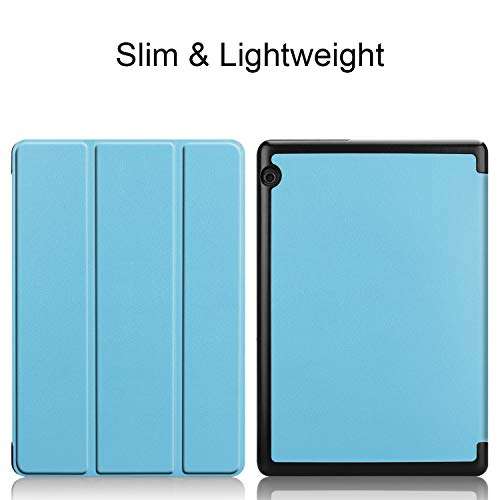 Robustrion Smart Trifold Hard Back Flip Stand Case Cover for Huawei Mediapad T5 10.1 inch 2019 Release - Light Blue 2