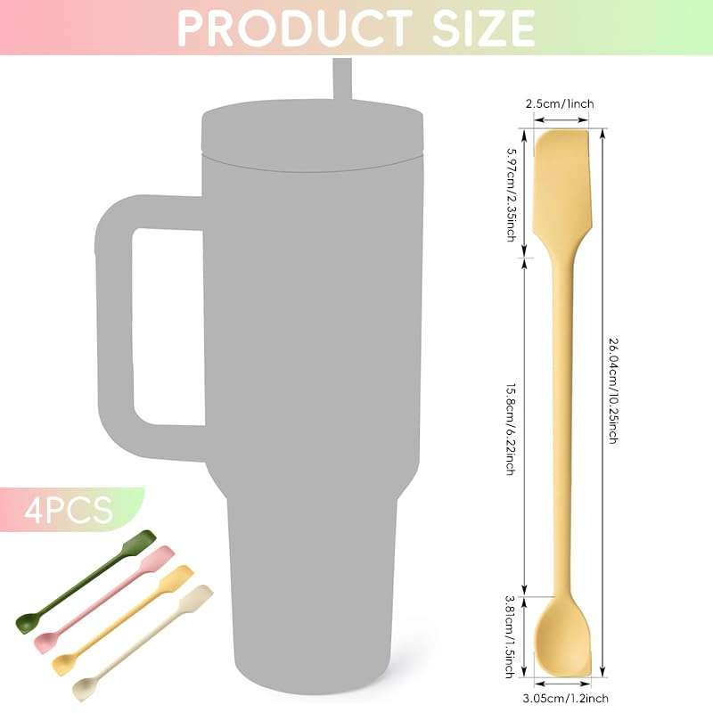 Supvox® Silicone Spatula Set - 4Pcs 10'' Kitchen Mixing Scraper Spatula Set Dual-Head Baking Tools Small Size Spoon Spatulas for Dough, Frosting & Batter, Food, 4 Color Options 3