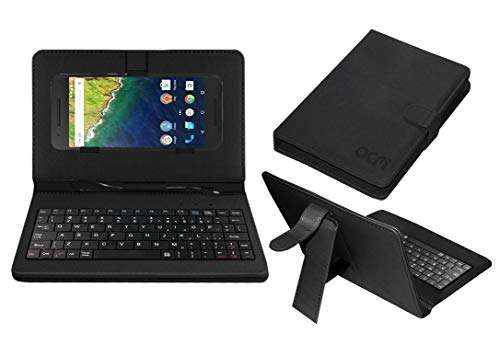 ACM Keyboard Case Compatible with Huawei Nexus 6p Gold Mobile Flip Cover Stand Plug & Play Device for Study & Gaming Black 1