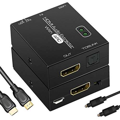 HDMI Audio Extractor ARC 4K HDMI Audio Splitter Converter HDMI to Optical Adapter Support 5.1 DTS HDCP 4K2K@30Hz Compatable for PS4 PS5 Xbox Fire Stick Blu-Ray Player etc. 1