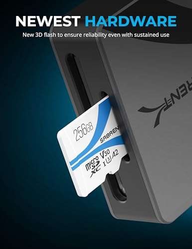 SABRENT Rocket V30 A2 256GB MicroSDXC Memory Card 2-Pack R100MB/s W30MB/s Compatible with Steam Deck, Nintendo-Switch, Go Pro, Cameras, Smartphones. (SD-MQ30-256X2) 3