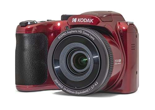 Kodak PIXPRO AZ255-RD 16MP Digital Camera 25X Optical Zoom 24mm Wide Angle Lens Optical Image Stabilization 1080P Full HD Video 3" LCD Vlogging Camera (Red) 5