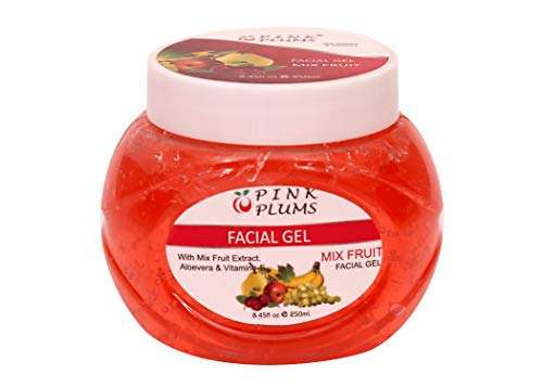 Pink Plums Skin-Whitening Scrub, D-Tan Face Pack, Diamond Massage Cream, Mix Fruit Facial Gel for Face with Vitamin E - 250 ml Each (Combo Pack of 4) 5