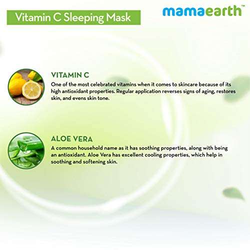 Mamaearth Vitamin C Sleeping Face Mask | Overnight Restorative Night Time Skincare | Hydrating Cream-Gel Mask for Radiant Skin | No Paraben | 3.53 Oz (100g) 4