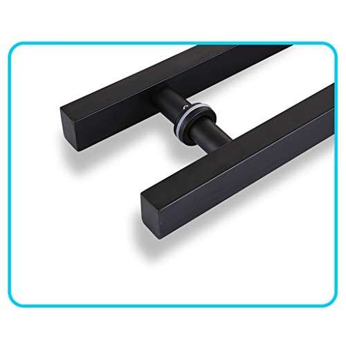 Thick Stainless Steel Square Tube Large Handle Glass Door Handle/Wooden Door Handle, Office Push-Pull Door Handle - Black, 8 Sizes (Size : 600×400mm) 3