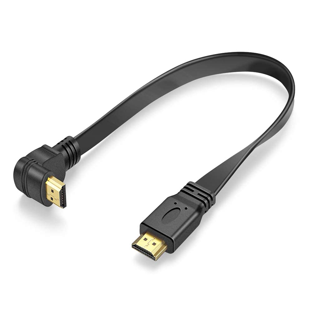 URWOOW Flat Slim High Speed HDMI Male to Male Extension Cable 270 Degree Right Angle (1 Feet) Adapter Converter Cable 1