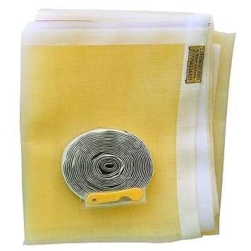 SAI Balaji 35 X 35 Inch_3 X 3 Ft_90 X 90 Cm_Stitched Fiber Glass Mosquito Net for Windows_200 GSM_Yellow Color_Ready to Install Handy Mesh with Self Adhesive Hook Tape and Cutter ASEC12 3