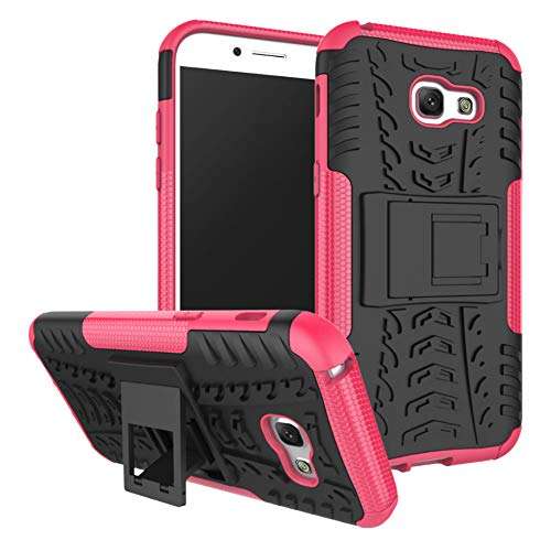 QIVSTAR for Samsung Galaxy A5 2017 Heavy Duty Combo Hybrid{PC+TPU} Case Cool Style Armor Anti-Fall Case with Kickstand for Samsung Galaxy A5 2017, Hyun-Pink 1