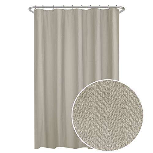 Zenna Home Herringbone Ultimate Waterproof Fabric Liner Shower Curtain, 70" x 72", Linen 1