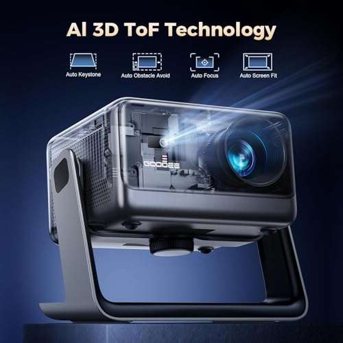 GooDee Video Projector With Wifi And Bluetooth, Smart Movie System/ Dolby Audio/ Auto Focus & Keystone Portable Projector, 4k Video Decode & 1080p Native For Home Theater / Outdoor 4