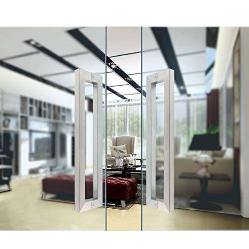 Heavy Duty Stainless Steel Square Tube Commercial Push-Pull Door Handle/Glass Door Handle/Wooden Door Handle, 5 Lengths (Size : Length440mm) 6