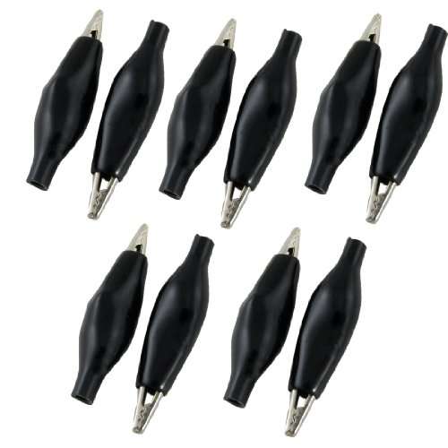 Aexit 10 Pcs Electrical Testing Black Boot 27mm Long Electric Test Lead Voltage Testers Alligator Clips