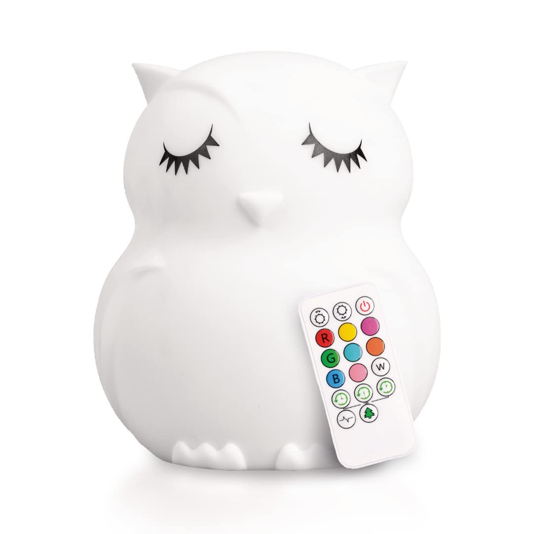 LED Nursery Night Lights for Kids: Ueasy Cute Animal Silicone Baby Night Light with Touch Sensor - Portable and Rechargeable Infant or Toddler Cool Color Changing Bright Nightlight Lamp