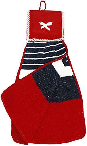 VORDVIGO Double Sided Printed Soft Cotton Hanging Hand Towel Napkin for Wash and Kitchen Basin (Multicolor) - Pack of 5 2