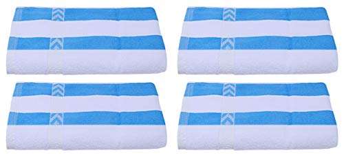 Heart Home Cotton 4 Pieces Bath Towel 27" x54” (Blue & White) CTHH1638
