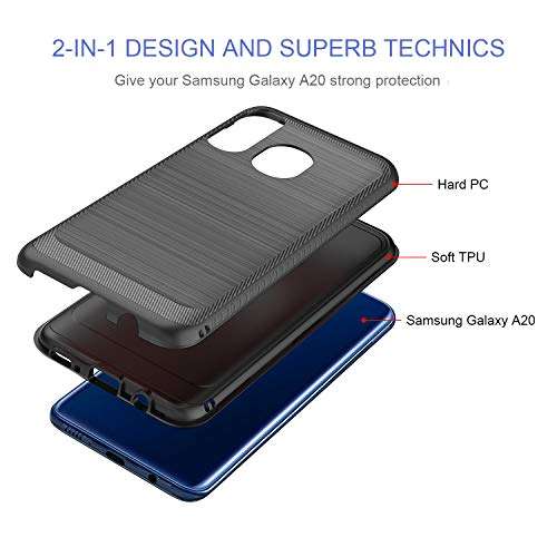 Samsung A20 Case,Galaxy A20 Case,Galaxy A50 Case,MAIKEZI Hybrid Dual Layer TPU Plastic Armor Defender Fashion Phone Case Cover for Samsung Galaxy A20/A30/A50(Black Brushed) 5