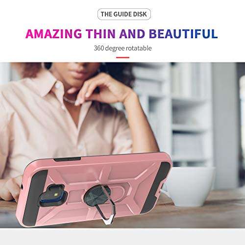 Galaxy J2 Core/Galaxy J2 2019/J2 Dash/Galaxy J2 Pure Case with HD Screen Protector YmhxcY 360 Degree Rotating Ring Kickstand Holder Dual Layers of Shockproof Phone Case For Galaxy J2 Core-ZS Rose Gold 3