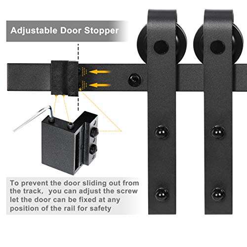 ZENY 6.6/12FT Heavy Duty Sliding Barn Door Hardware Hangers and Track Kit Sliding Roller Set, Smooth and Quiet, J Shape 4