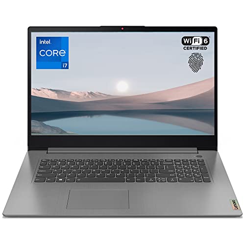 Lenovo Ideapad 3i Laptop, 17.3" HD+ Non-Touch Screen, Intel Core i7-1165G7 Processor, 20GB RAM, 512GB PCIe SSD, Fingerprint Reader, Wi-Fi 6, HDMI, USB-C, Windows 11 Home, Gray