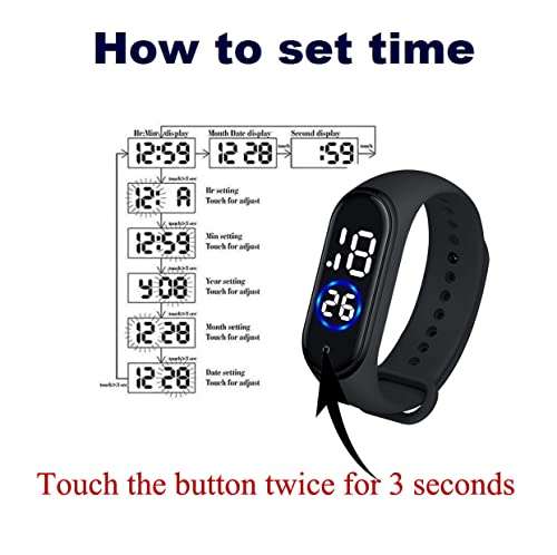 XTIME Slim Digital Led Bracelet Band Watch (Black Dial Red Colored Strap) for Boys and Girls 3