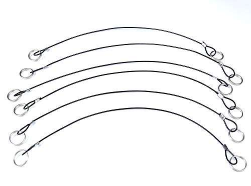 Mxeol Lightweight Safety Lanyard Double Loops Cable Black Coated Cover Stainless Steel Looped Ends Cable w/Quick Release Rings & Rope Crimp 12inch / 30cm 6 Pack 1