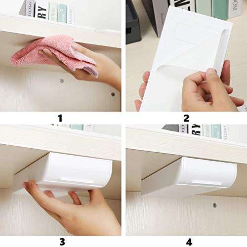 YOOUSOO Under Monitor Pen Holder Desk Pencil Drawer Organizer,2 Pcs Self-adhesive Desk Drawer Attachment Set, Pen Holder for Desk Desk Accessories and Workspace Organizers for Pens Pencils Stationery 6