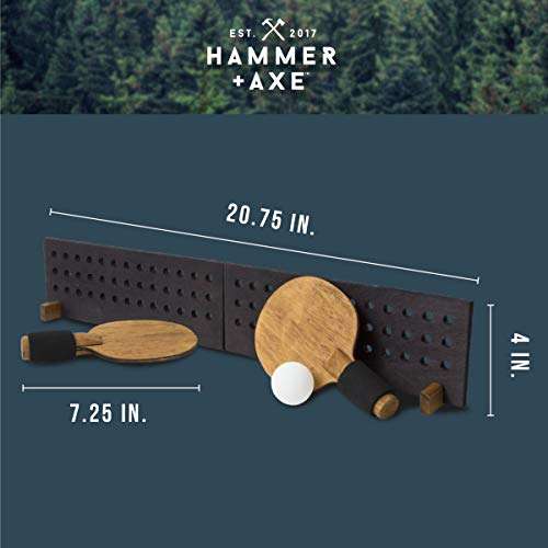 Hammer + Axe Portable Wooden Table Tennis Set, Compact Ping Pong Kit with Paddles, Wood Net and Ball, Play Tennis on Any Desk, Table or Counter, Includes Convenient Wood Box Case 4