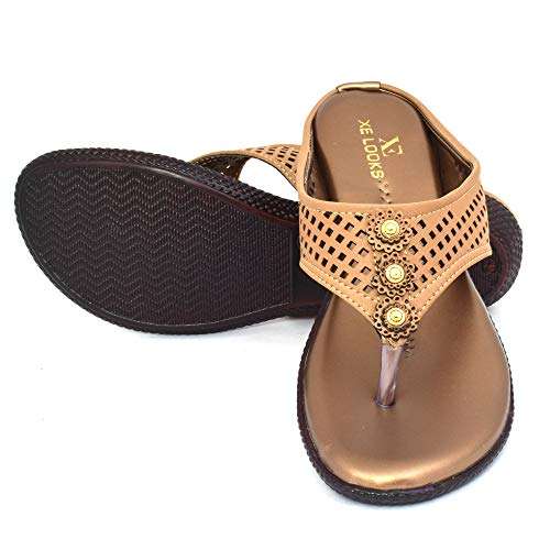 XE Looks Copper Lazer Comfort Slippers Flip Flop for Women 5
