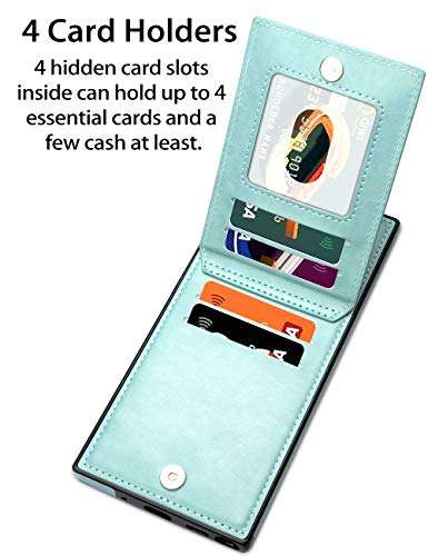 SIZIYNan Flip Case for Samsung Note 20 Ultra Case, Embossed Flower Series PU Leather Galaxy Note 20 Ultra Case for Women with Wallet Card Holders Phone Case for Samsung Galaxy Note 20 Ultra, Mint 3