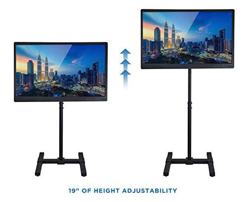 Mount-It! Portable TV Floor Stand | Universal Pedestal for 13-42 Inch TVs and Monitors | Height Adjustable 29.5-52 Inches | VESA up to 200x200 mm | Lightweight Indoor & Outdoor TV Mount with Tilt 6