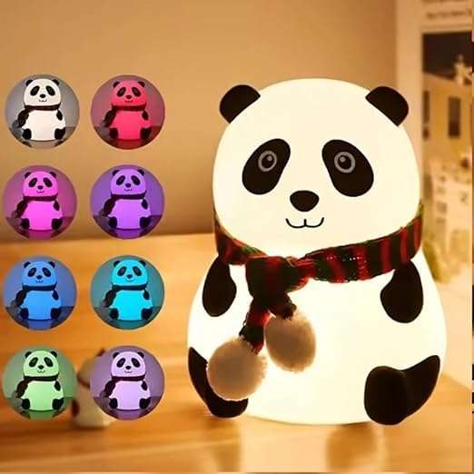 NEUGENZ Cute Panda Night Light, Squishy Lamp for Kids, 7 Color Changing Bedside Lamp for Baby Nursery, Animal Night Light for Bedroom for Girls Boys Toddler Baby(Panda) - Silicone, Led, White 1