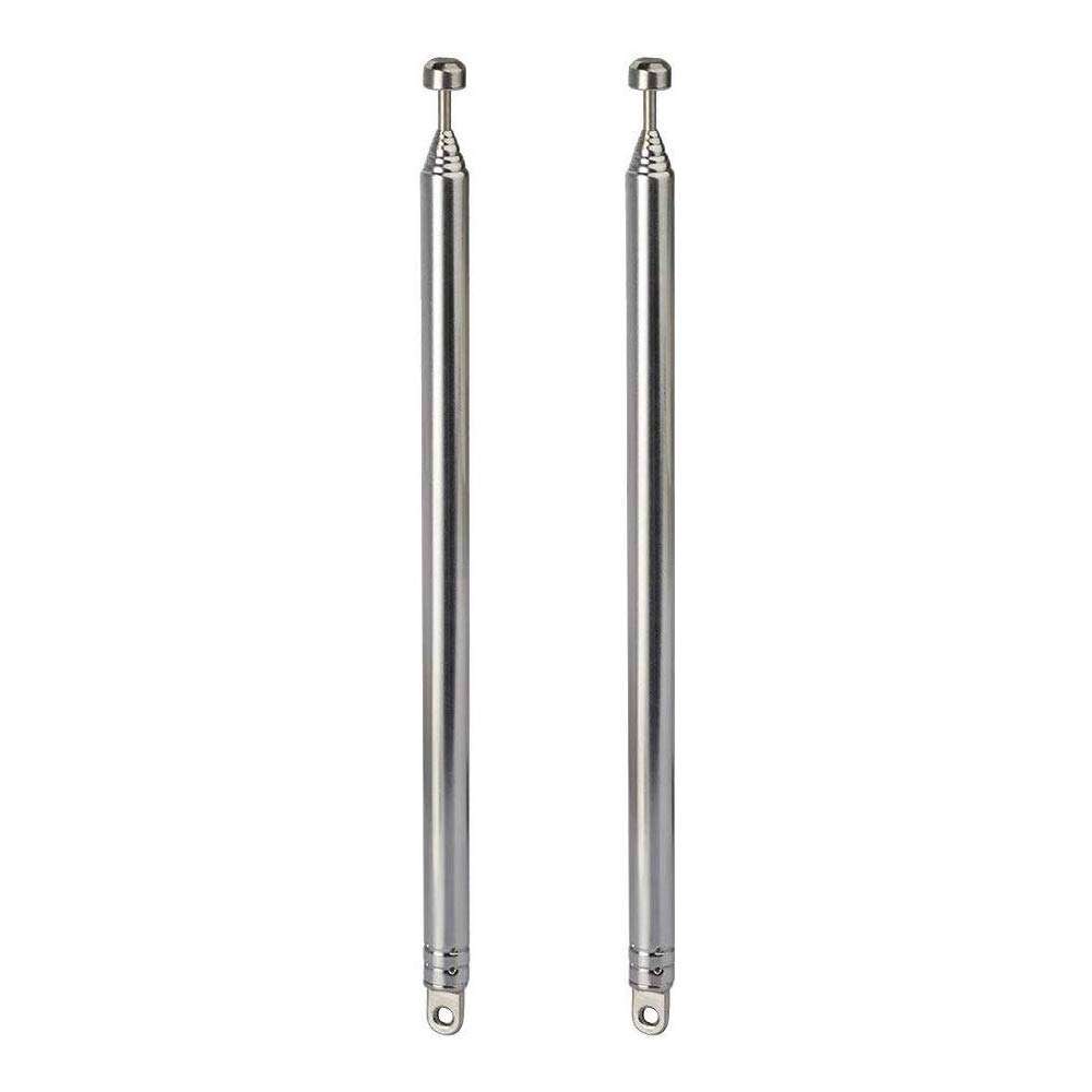 EJOYS 7-Sections 22'' Telescopic FM Antenna Replacement Compatible with Indoor Portable Radio Bluetooth Stereo Receiver AV Audio Vedio Home Theater Receiver Power Amplifier System Tuner (2-Pack) 1