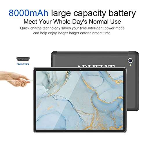 Tablets 10.1 inch Android 9.0,2 in 1Tablet with Keyboard, Tablet case & Mouse,4GB RAM 64GB ROM,Dual SIM 4G Call 8MP,8000mAh Computer Tablets, Bluetooth/Google Play/GPS Tablet PC(Black) 2