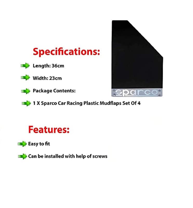 Vocado Black Sparco Car Plastic Mud Flap for Toyota Land Cruiser (Set of 2) 3