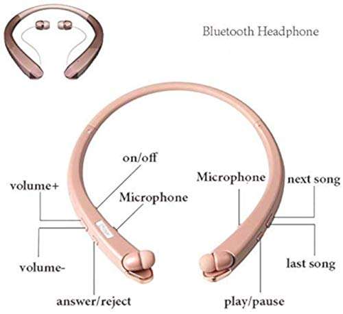 QT S Bluetooth Headset, Lightweight Retractable for Neckband Bluetooth Headphones for Sports Exercise Home & Office, Noise Cancelling Stereo Neckband Wireless Headset Talk 9-10 Hours-Black 3