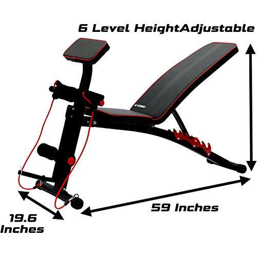 Kobo EB-1012 Steel Adjustable Dumbbell Bench(Decline/Upright) with Preacher Curl for Home Gym Imported (Black/Red) Weight Limit: 110 Kg 2