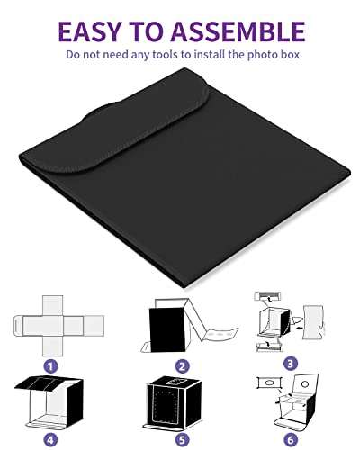 Photo Studio Light Box,SAMTIAN 16’’/40cm Professional Photo Box with 6 Color 8 Backgrounds 3200K-5500K Bi-Color Dimmable Photography Lighting Kit for Photography 6