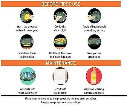 Pre Seasoned Dosa Tawa cast iron skillet iron tawa cast iron cookware cast iron dosa tawa dosa skillet cast iron chapati skillet with two handles 12" pancake pan omelette pan 5