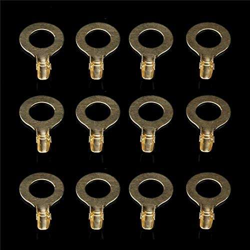 Davitu YT Non-insulated Ring Cable Lugs 150pcs Assorted Ring Eyes 3.2-10.2mm Wire Cable Connectors Brass Terminals Assortment Kit 2