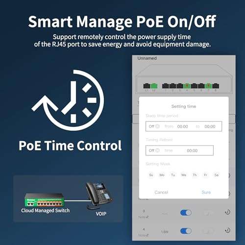 10-Port Gigabit Managed PoE Switch, 8 PoE+ Ports@120W with 2 Gigabit Uplink, IEEE802.3af/at, VLAN, PoE Scheduler, Fanless, Plug and Play, Sturdy Metal Ethernet Switch 4