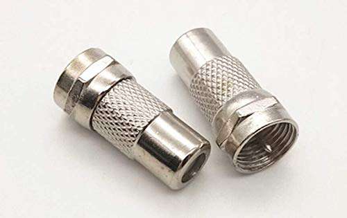 6 Pack F Type Male Plug to RCA Female Jack RF Video TV Cable Adapter 75 Ohm Connector Coupler Converter Replacement for Atari 2600 TV/7800 Sega/Coleco/Commodore Game System Audio Coax Coaxial Wire 4